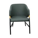 0584091 Luxury Leather Arm Dining Chair With Metallic Legs Dubai Sharjah Abu Dhabi