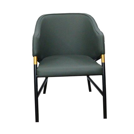 0584091 Luxury Leather Arm Dining Chair With Metallic Legs Dubai Sharjah Abu Dhabi