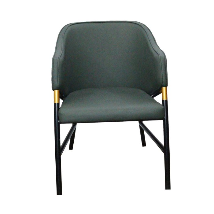 0584091 Luxury Leather Arm Dining Chair With Metallic Legs Dubai Sharjah Abu Dhabi
