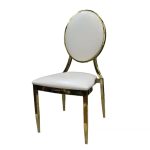 0664054 Modern High Quality Leather Dining Chair Gold White Dubai Sharjah Abu Dhabi
