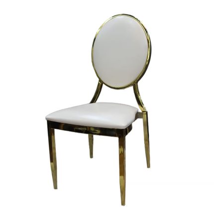 0664054 Modern High Quality Leather Dining Chair Gold White Dubai Sharjah Abu Dhabi