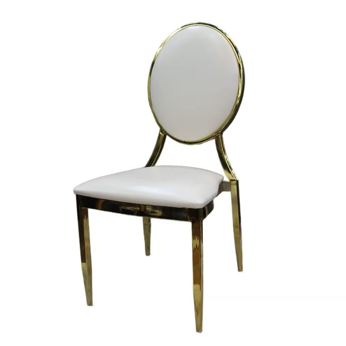 0664054 Modern High Quality Leather Dining Chair Gold White Dubai Sharjah Abu Dhabi