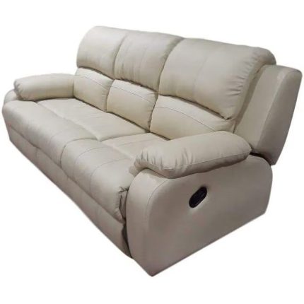 0084165 3 Seater Leather Recliner Sofa White Dubai Sharjah Abu Dhabi