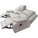 0084166 3 Seater Leather Recliner Sofa White Dubai Sharjah Abu Dhabi