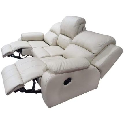 0084166 3 Seater Leather Recliner Sofa White Dubai Sharjah Abu Dhabi