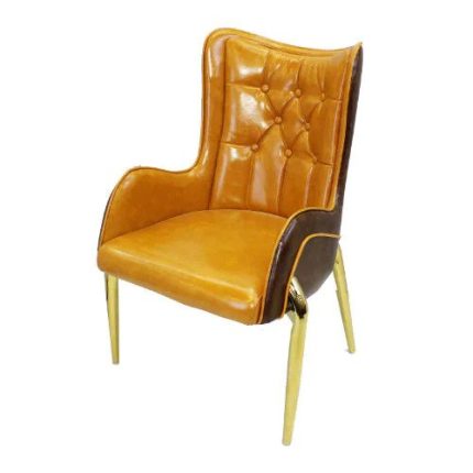 0314994 Steel Frame Synthetic Leather Covered Arm Chair Orange Dubai Sharjah Abu Dhabi