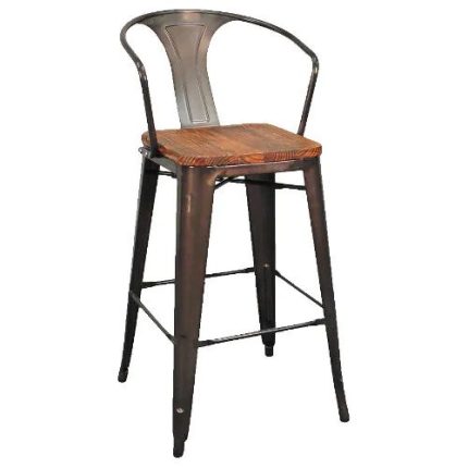 1- Bar Stool With Back Rest Brown Dubai Sharjah Abu Dhabi
