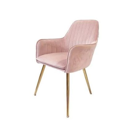 Velvet Fabric Chair With Golden Legs Pink Dubai Sharjah Abu Dhabi