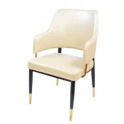 0315002 Synthetic Leather Covered Seat With Steel Leg Arm Chair White