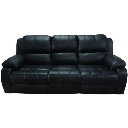 0084114 3 Seater Recliner Leather Sofa Black Dubai Sharjah Abu Dhabi