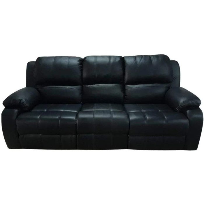 0084114 3 Seater Recliner Leather Sofa Black Dubai Sharjah Abu Dhabi