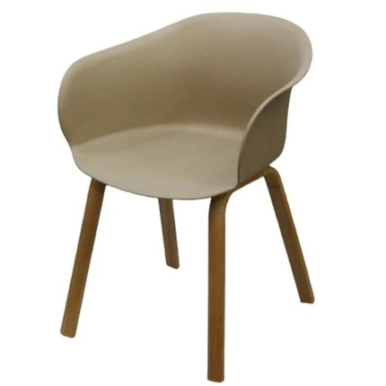 0539006 Fiber Plastic Wooden Seat With Metallic Legs Beige- Dubai Sharjah Abu Dhabi