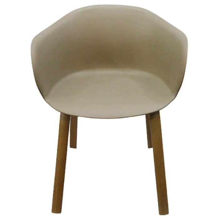 0539007 Fiber Plastic Wooden Seat With Metallic Legs Beige- Dubai Sharjah Abu Dhabi