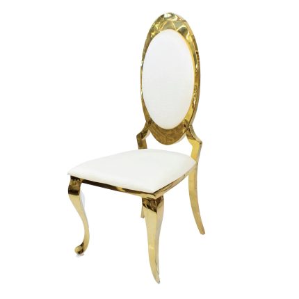 0423951 High Density Foam Gold Plated Velvet Luxury Dining Chair white Dubai Sharjah Abu Dhabi