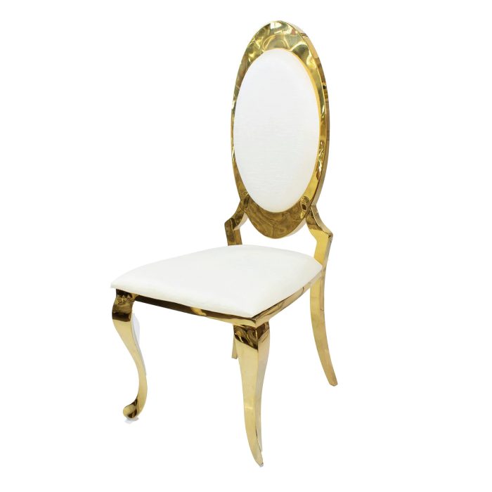 0423951 High Density Foam Gold Plated Velvet Luxury Dining Chair white Dubai Sharjah Abu Dhabi