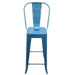 0539017 Modern Metallic Bar Stool Chair Light Blue Dubai Sharjah Abu Dhabi
