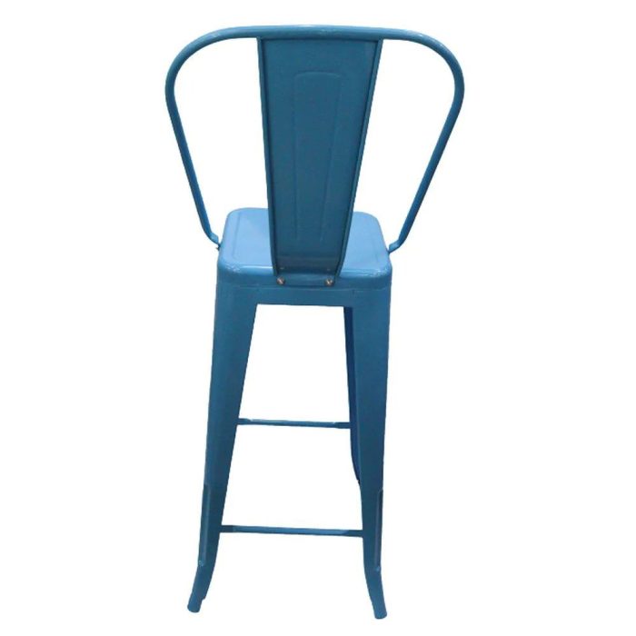 0539019 Modern Metallic Bar Stool Chair Light Blue Dubai Sharjah Abu Dhabi
