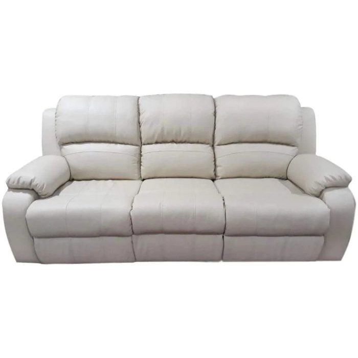 0084164 3 Seater Leather Recliner Sofa White Dubai Sharjah Abu Dhabi