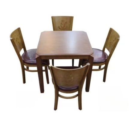 0638631 Solid Wood Dining Table with Chairs 80x80 Set Of-4 Pcs Dubai Sharjah Abu Dhabi