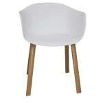 Fiber Plastic Wooden Seat With Metallic Legs White Dubai Sharjah Abu Dhabi