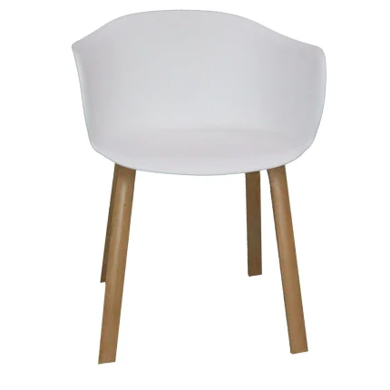 Fiber Plastic Wooden Seat With Metallic Legs White Dubai Sharjah Abu Dhabi