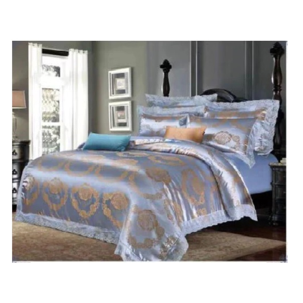 silk 4 jacquard king sized duvet cover bedding set blue brown dubai sharjah abu dhabi