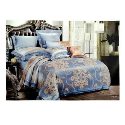 silk jacquard king sized duvet cover bedding set blue gold dubai sharjah abu dhabi
