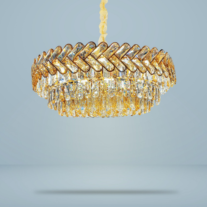 Aluminium, Crystal Chandeliers, Crystal Hanging Pendants - Gold
