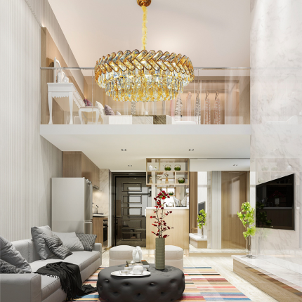 Aluminium, Crystal Chandeliers, Crystal Hanging Pendants - Gold