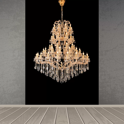 Aluminium, Crystal LAMP - Chandeliers, Large Crystal Chandeliers - Gold