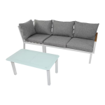 Aluminium Frame 5 Seater Sofa Set with Cushion & Coffee Table - Grey & White