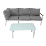 Aluminium Frame 5 Seater Sofa Set with Cushion & Coffee Table - Grey & White