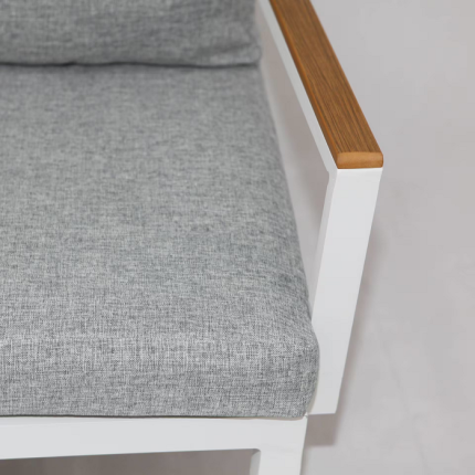 Aluminium Frame 5 Seater Sofa Set with Cushion & Coffee Table - Grey & White