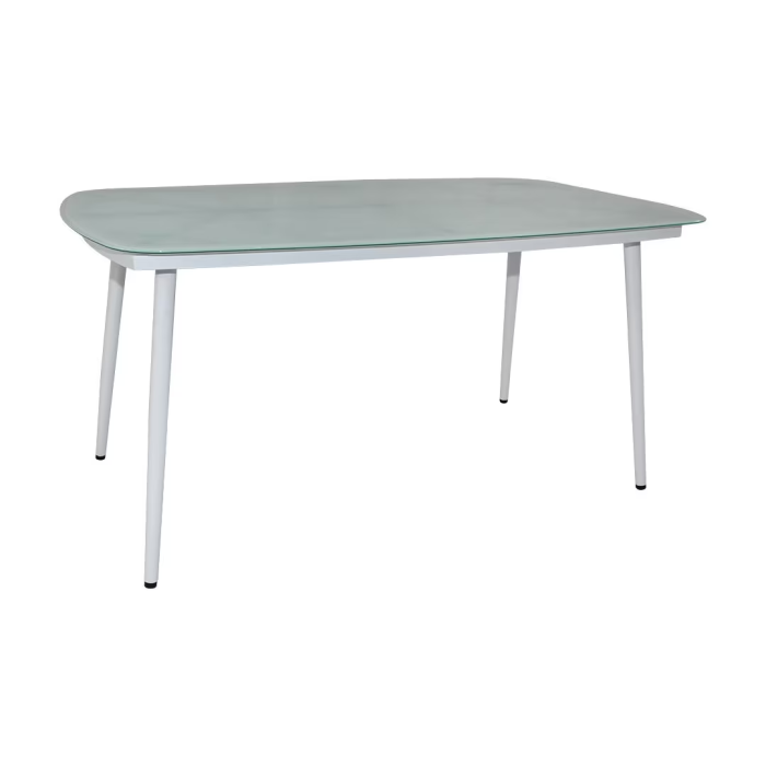 Aluminium Frame 6 Chair With Table Set - White & Blue