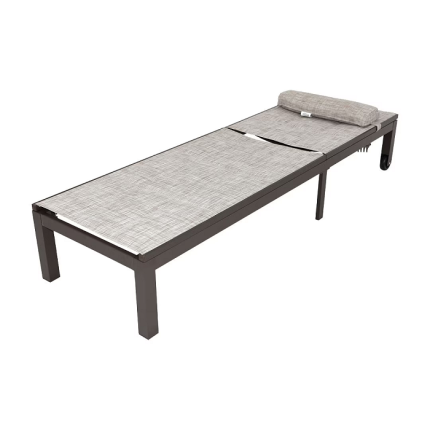 Aluminium Frame Sun Bed With Adjustable Seat, Brown & Light Brown