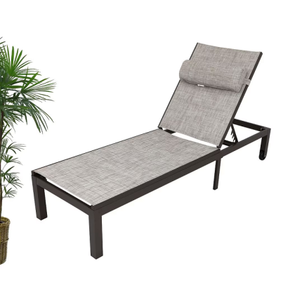 Aluminium Frame Sun Bed With Adjustable Seat, Light Brown