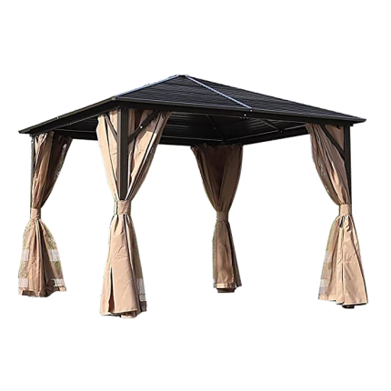 Aluminium & Mash Net Gazebo, 3x3m - Brown