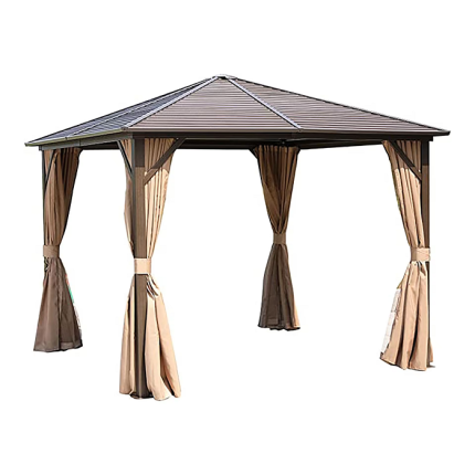 Aluminium & Mash Net Gazebo, 3x3m - Brown