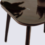 Aluminium Square Shape Side Table with Tempered Glass - Brown