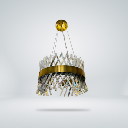 Antique Gold Chandeliers, Aluminum, Crystal Hanging Pendants