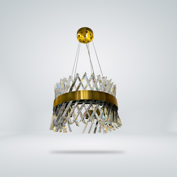 Antique Gold Chandeliers, Aluminum, Crystal Hanging Pendants