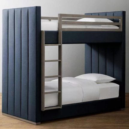 Carver Tufted Channels Upholstered Bunk Bed dubai sharjah abu dhabi (1)