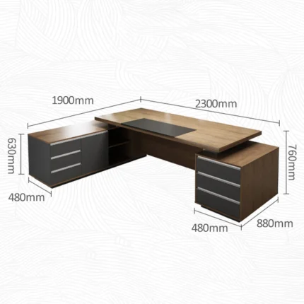 Office L Shape Executive Desk with 2 Side Tables 1 dubai sharjah abu dhabi