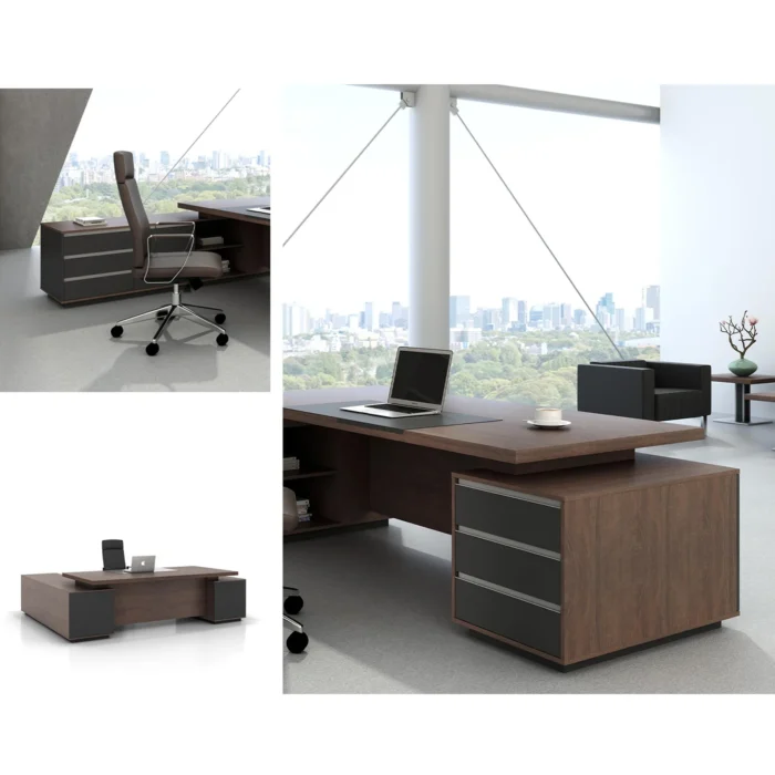 Office L Shape Executive Desk with 2 Side Tables 1 dubai sharjah abu dhabi