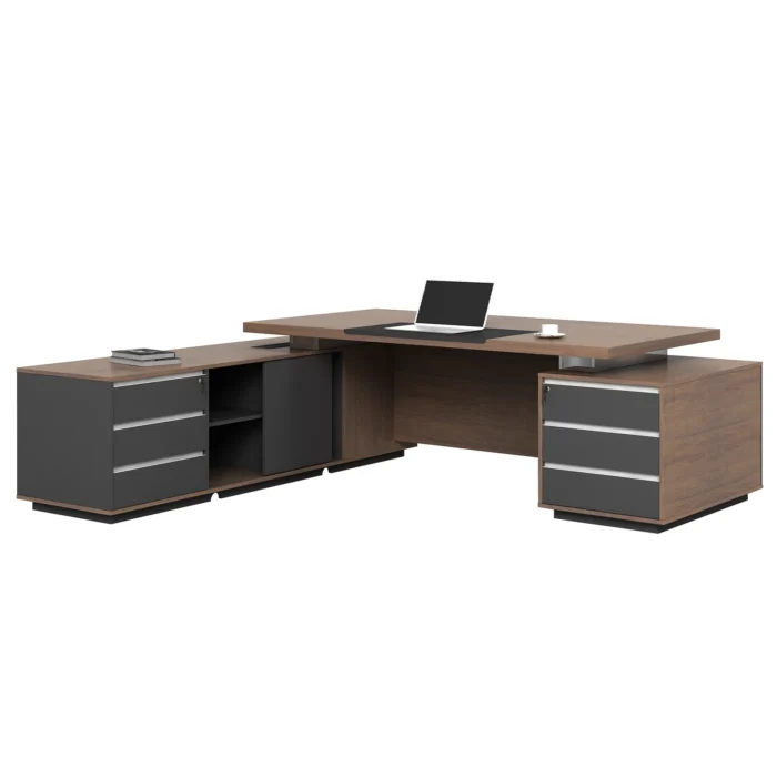 Office L Shape Executive Desk with 2 Side Tables 1 dubai sharjah abu dhabi