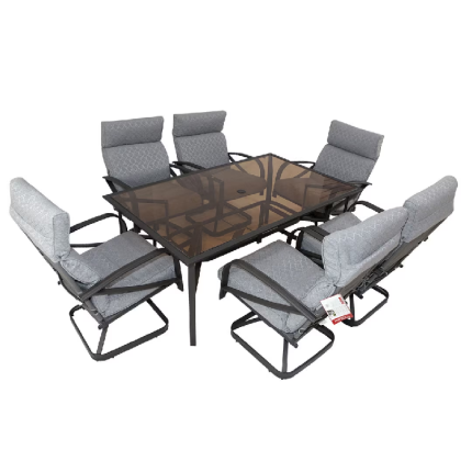 Outdoor Garden 6 Seater Dining Set - Black