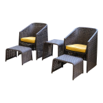 Outdoor Rattan Relaxing Chair W/ Leg Rest, Brown & Yellow