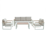 Steel Frame 5 Seater Sofa Set, Beige & Grey