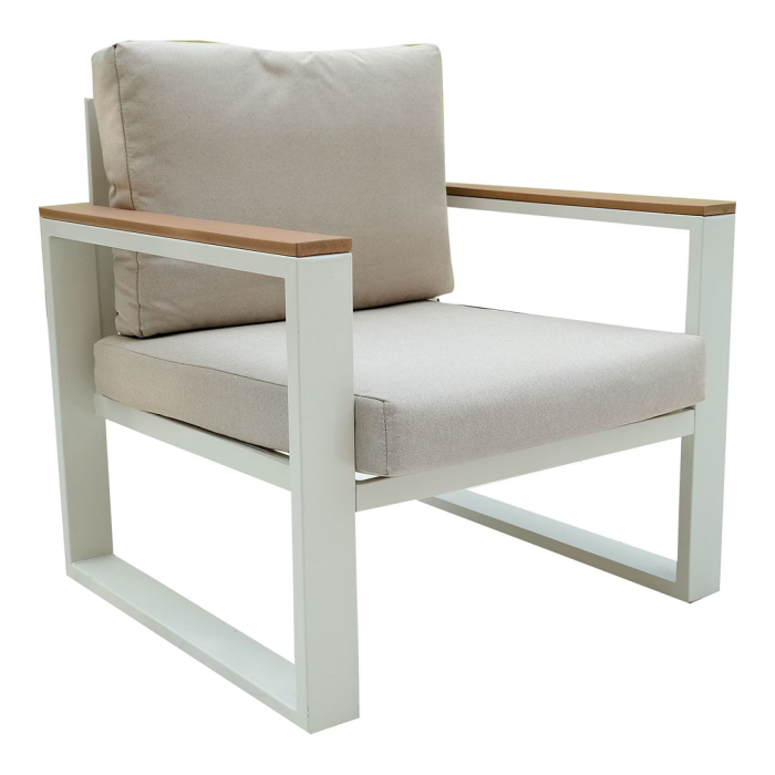 Steel Frame 5 Seater Sofa Set, Beige & Grey