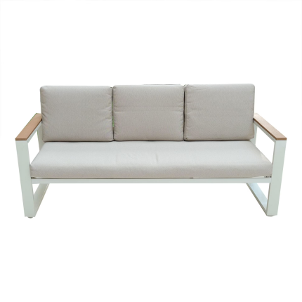 Steel Frame 5 Seater Sofa Set, Beige & Grey
